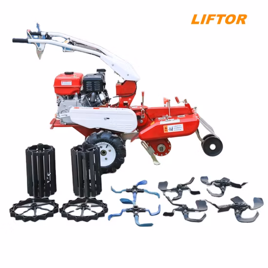 リフターハンドプッシュロータリー耕運機耕運機ロータリーティラートラクター耐久性のある鉄